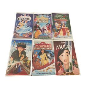Disney Pocahontas Anastasia Beauty And The Beast VHS Tape Vintage Movie Y2K 90s